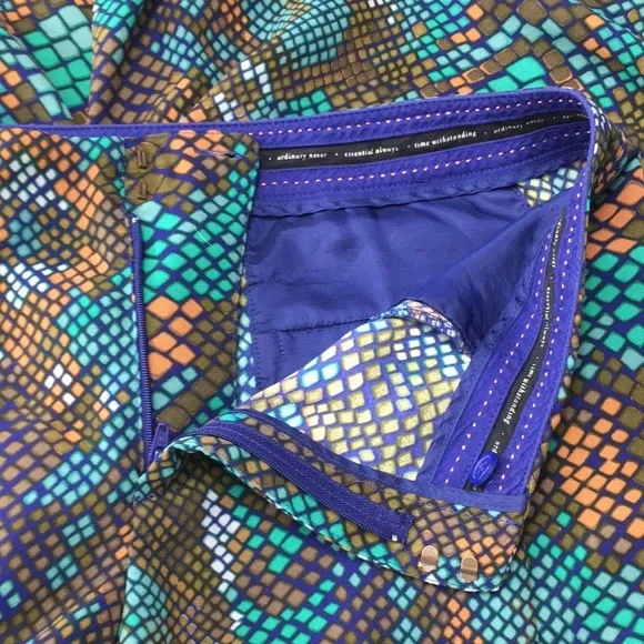 Anthropologie Essential Cullote‎ Cropped Pants Blue Green Womens 8 Snakeskin - Picture 7 of 10